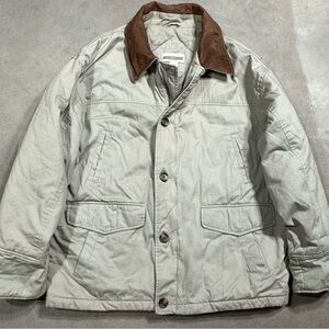 Vintage 90s Men’s Barn Jacket Corduroy Collar Quilted Lining Size Large Khaki